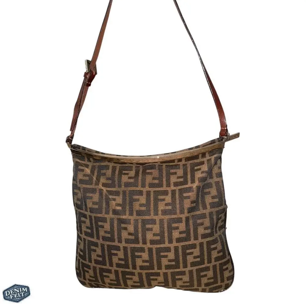 FENDI Women’s Brown/Black Zucca Canvas Shoulder Bag/Purse